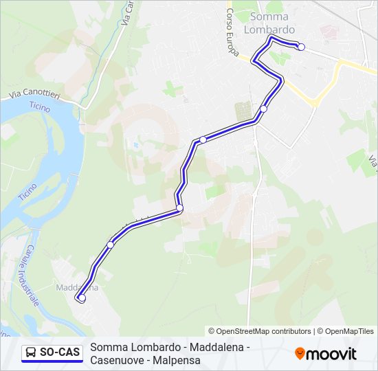 Percorso linea bus SO-CAS