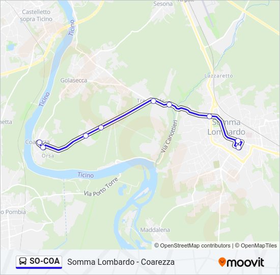 Percorso linea bus SO-COA