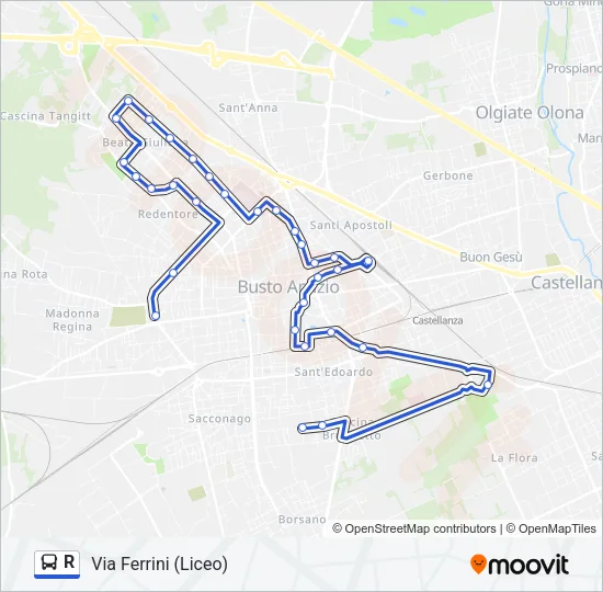 R Bus Line Map