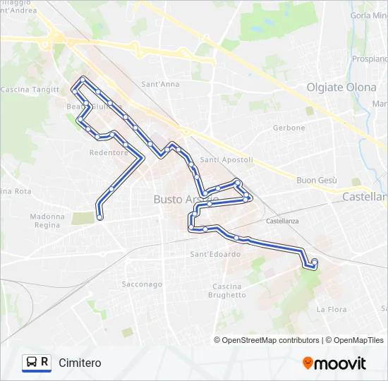 R Bus Line Map