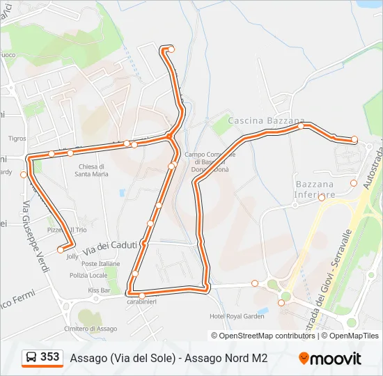 353 Bus Line Map