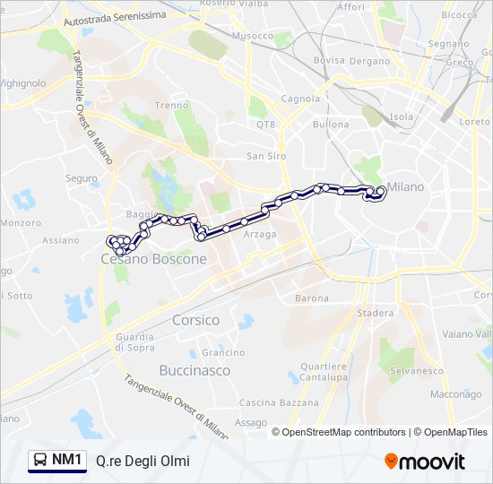 NM1 bus Line Map