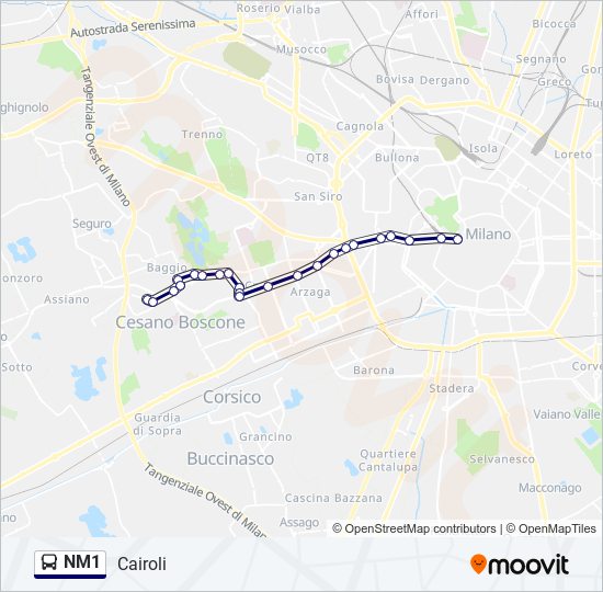 NM1 bus Line Map