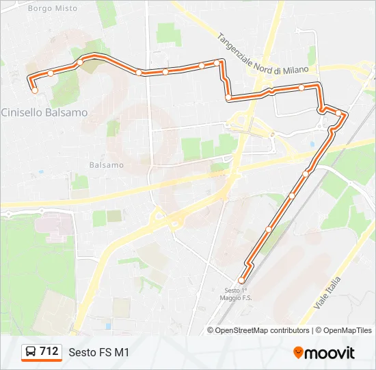 712 Bus Line Map
