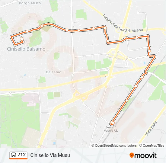 712 Bus Line Map