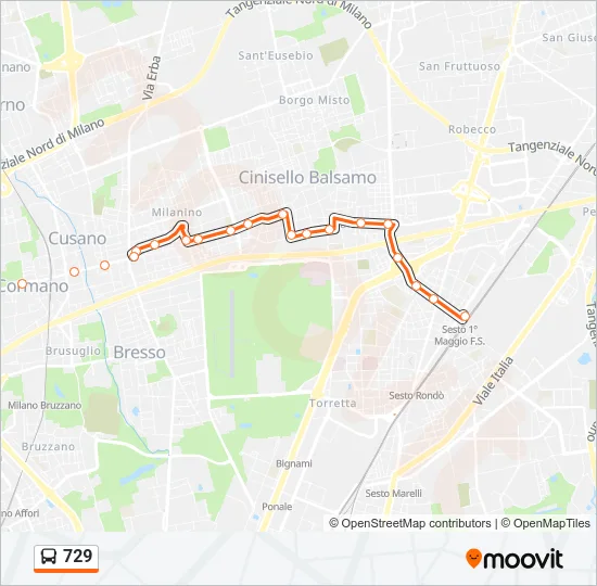 729 Bus Line Map