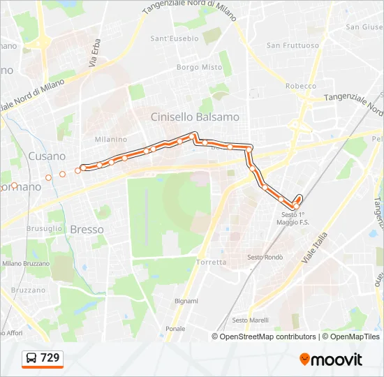 729 Bus Line Map
