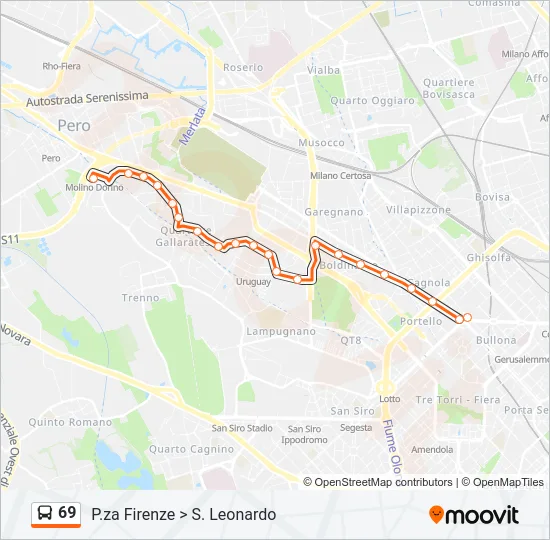 69 Bus Line Map