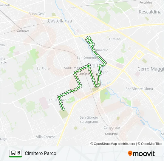 B Bus Line Map