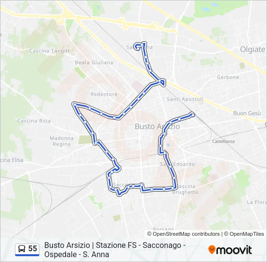 55 Bus Line Map