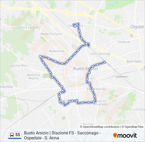 55 bus Line Map