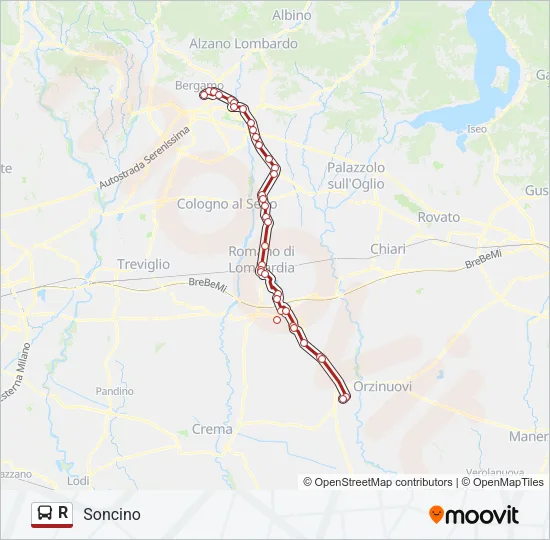 R Bus Line Map