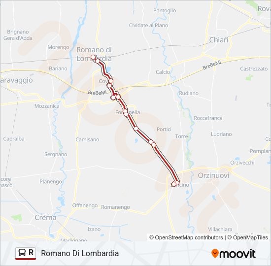 Percorso linea bus R