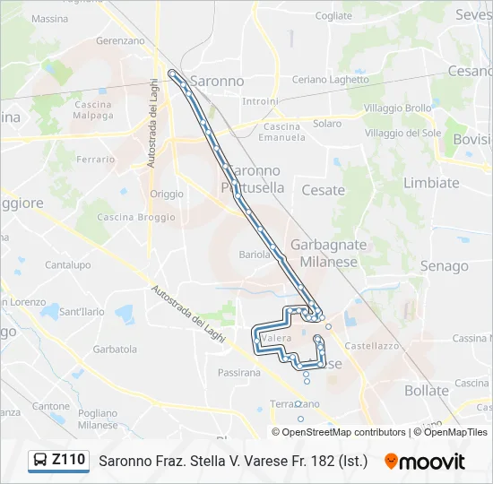 Z110 Route: Schedules, Stops & Maps - Saronno District Stella Via