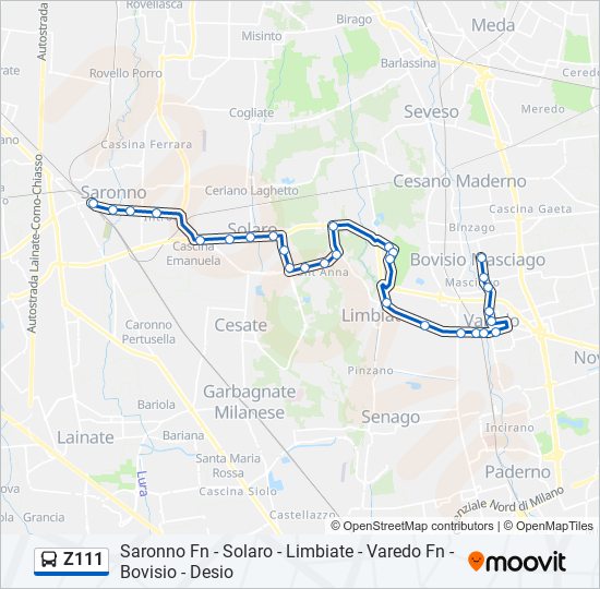 Z111 bus Line Map
