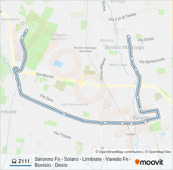 Z111 Bus Line Map