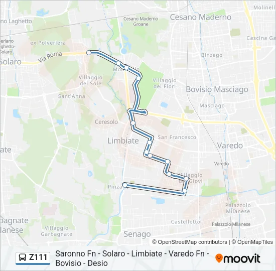 Z111 Bus Line Map