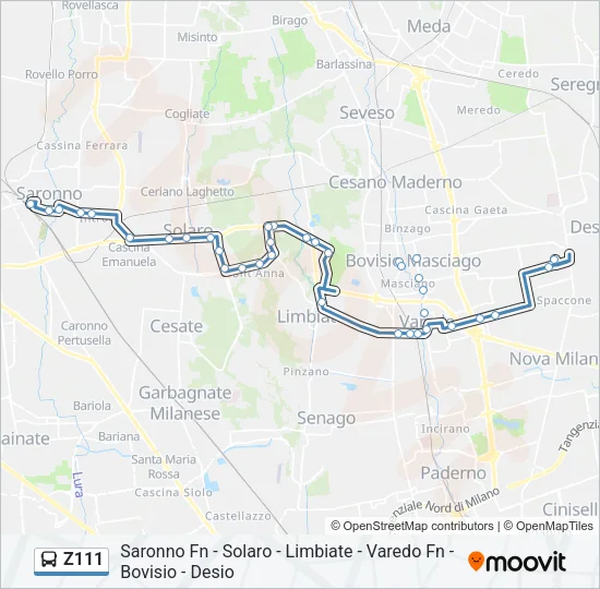 Z111 Bus Line Map