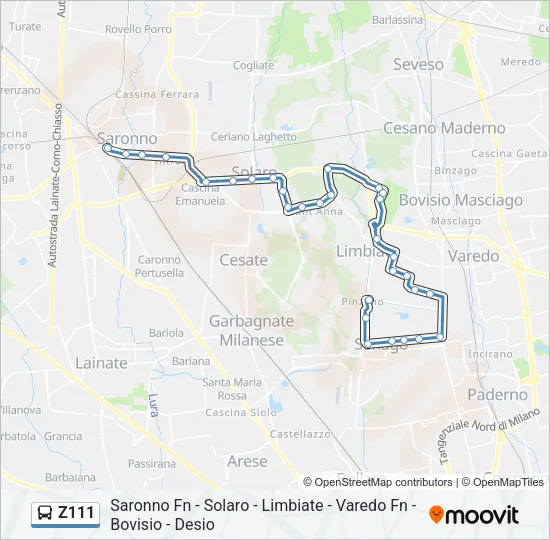 Z111 Bus Line Map