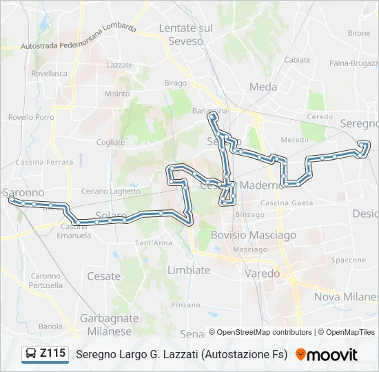 Z115 Bus Line Map