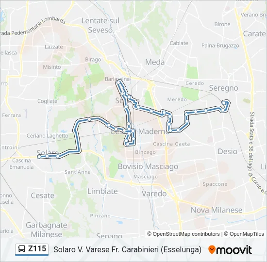 Z115 Bus Line Map