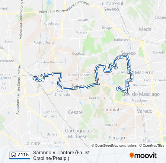 Percorso linea bus Z115