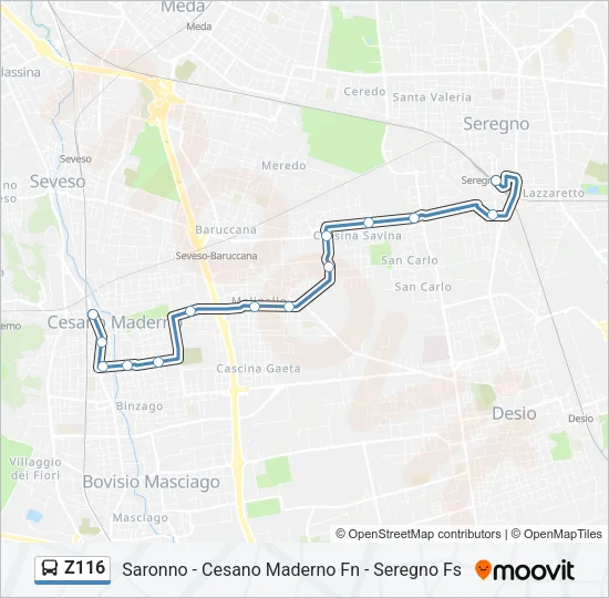 Z116 Bus Line Map