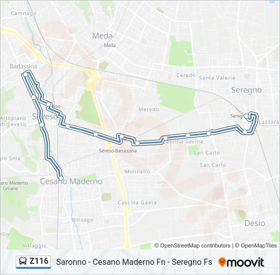 Z116 Bus Line Map
