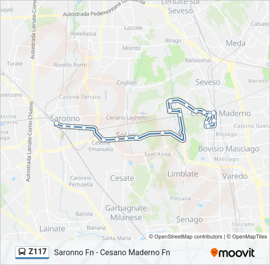 Z117 Bus Line Map