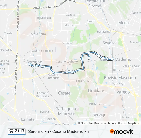 Z117 Bus Line Map