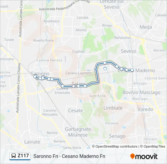 Z117 Bus Line Map