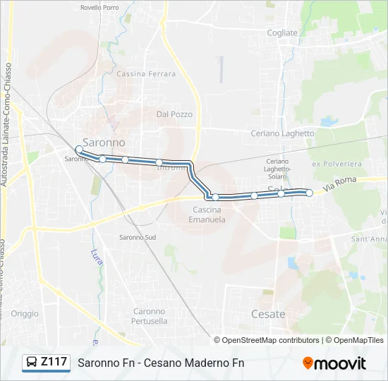 Z117 Bus Line Map