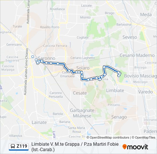 Z119 bus Line Map
