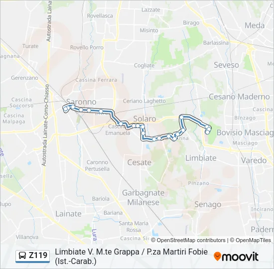 Z119 Bus Line Map