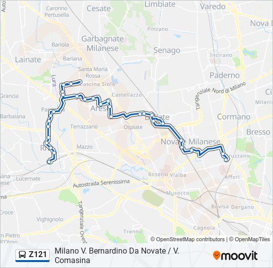 Z121 bus Line Map