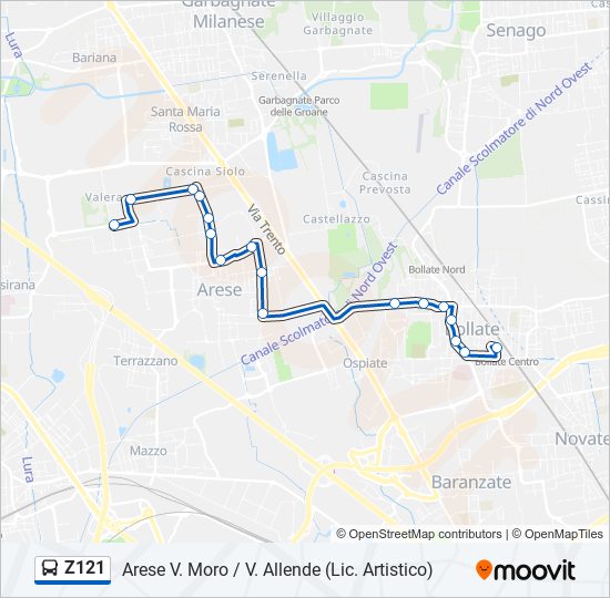 Z121 bus Line Map