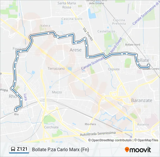 Z121 Bus Line Map