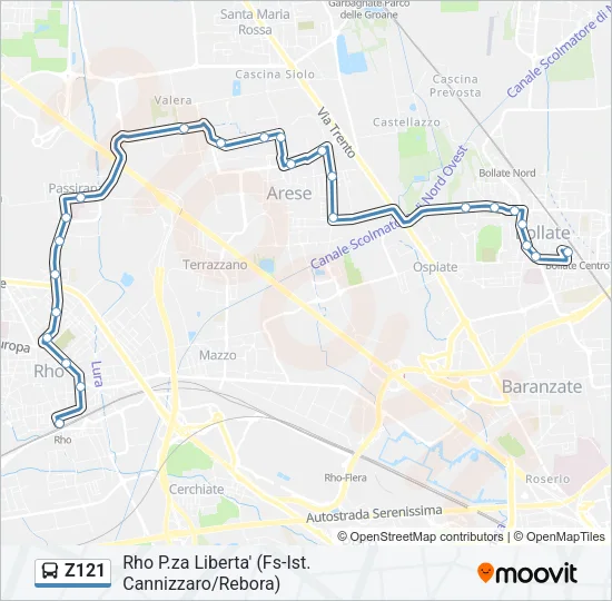 Z121 Bus Line Map