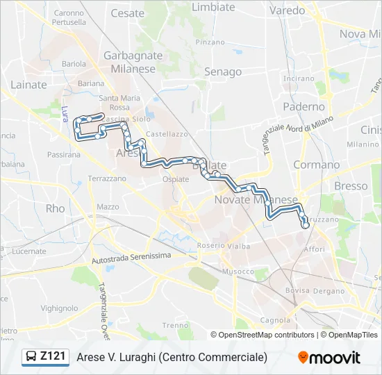 Z121 Bus Line Map