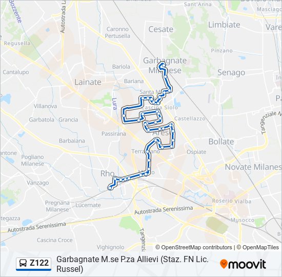 Z122 bus Line Map