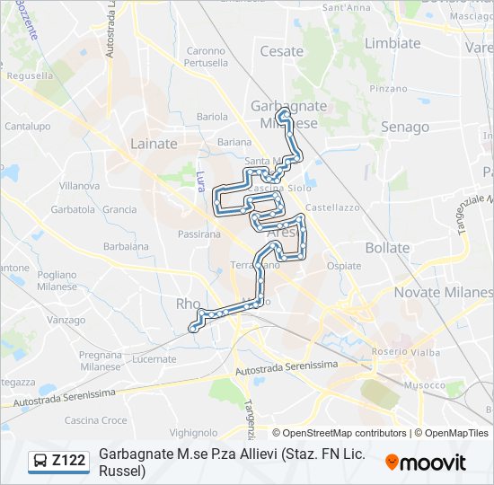 Z122 bus Line Map