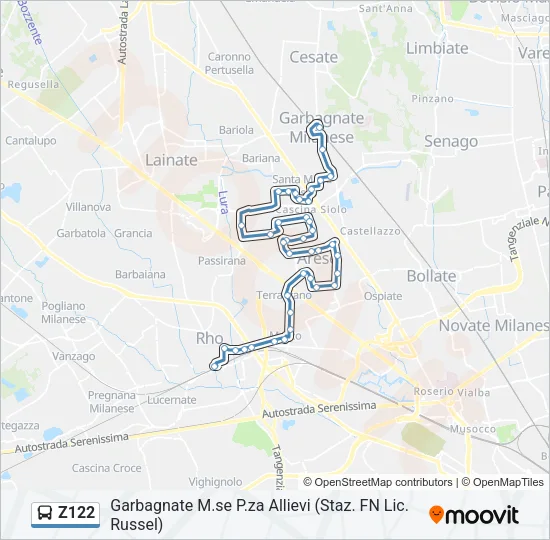 Z122 Bus Line Map