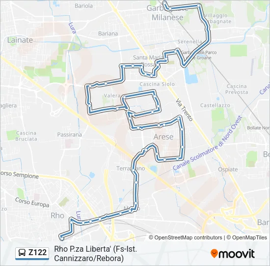 Z122 Bus Line Map