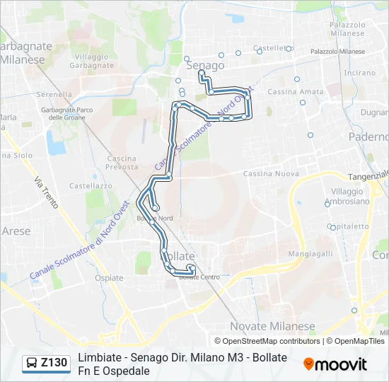 Z130 Bus Line Map