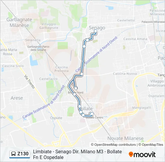 Percorso linea bus Z130