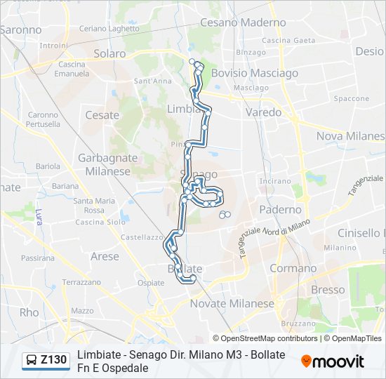 Z130 bus Line Map