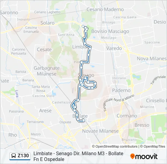 Z130 Bus Line Map