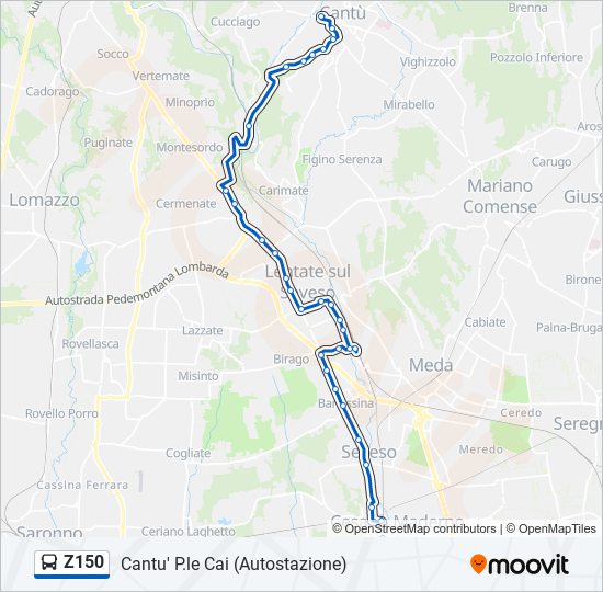 Z150 bus Line Map