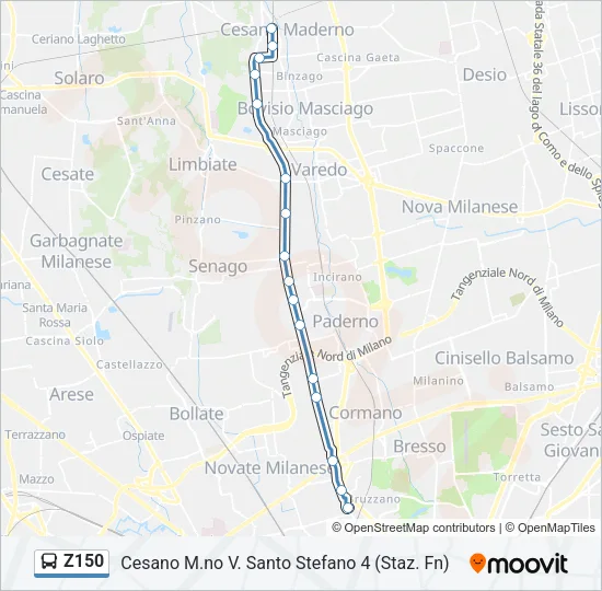 Z150 Bus Line Map