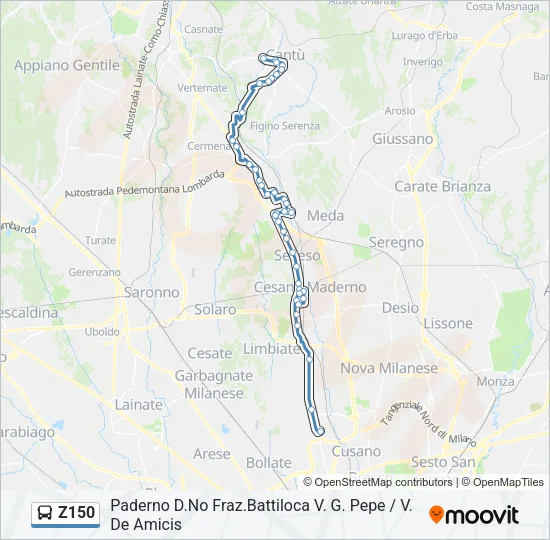 Z150 Bus Line Map